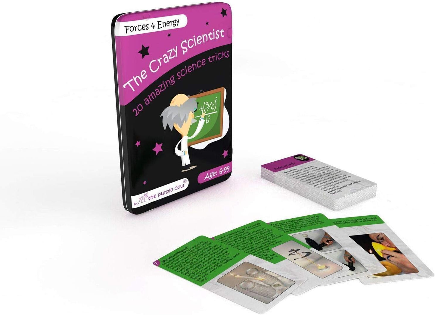 The - The Crazy Scientist Science Tricks Card Set, Forces and Energy, Science Experiment kit for Kids Both Boys and Girls 6 Years and Older, Instructions Inside – Amazing STEM Learning