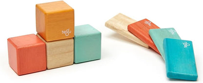 8 Piece Tegu Pocket Pouch Magnetic Wooden Block Set, Tints