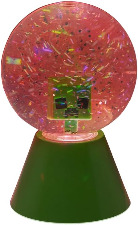 Paladone Minecraft Creeper LED Glitter Ball, Officially Licensed Colour Changing LED Snow Globe for Kids and Teens, Gaming Merchandise, Compact Design