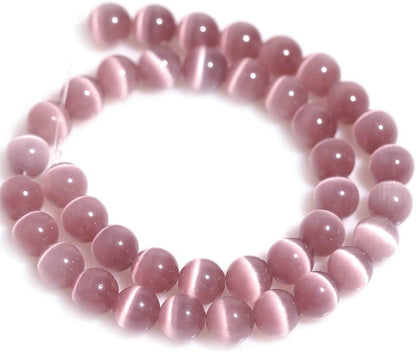 HAAMIIQII 8mm Light Blue Cat Eye Glass Round Crystal Stone Loose Gemstone Beads for Jewelry Making Bracelets Necklaces Earrings Crafts (45-50pcs)
