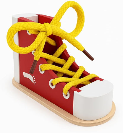 Mikily‘s Learn to Tie Shoes for Kids with Wooden Lacing Shoe Tying Kids Shoe Tying Practice Kit with Wooden Toys Blue