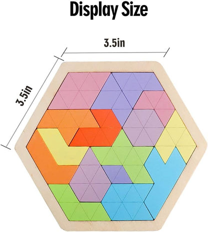 Skrtuan 5 Pack Wooden Puzzles Set - STEM Montessori Educational Board Games and Logic Traning Brain Teaser Geometric Shapes Tangram Puzzle Games for Kids Ages 3+