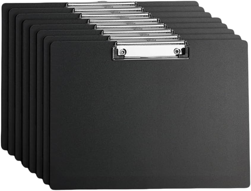 A4 Clipboard Black,Clip Boards Set of 8,Clip Board&Low Profile Clip,Letter Size Drawing Board Sketching Tool,12.5 x 9 Hanging File Folders Plastic Folder for Nurses,Students,Office (Horizontal)
