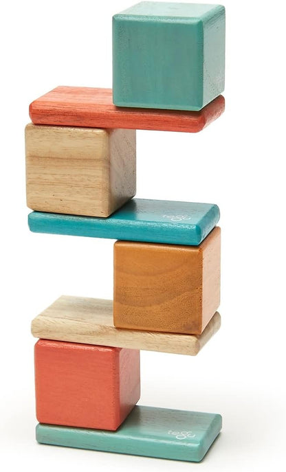 8 Piece Tegu Pocket Pouch Magnetic Wooden Block Set, Tints