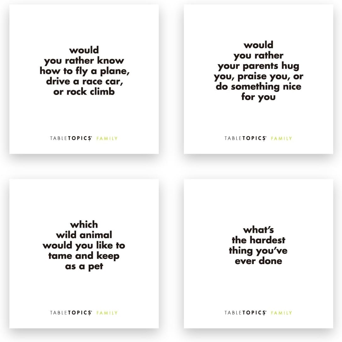 TableTopics Family Conversation Cards for Kids & Parents with 135 Questions for Fun & Connection at Dinnertime, Game Night, & Classrooms