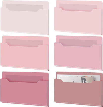 Fuutreo 6 Pcs Magnetic Wall File Organizer Magnetic Wall File Holder Refrigerator Magazine Holder for Mail Letters Paper(Aqua Green,Vertical-large)