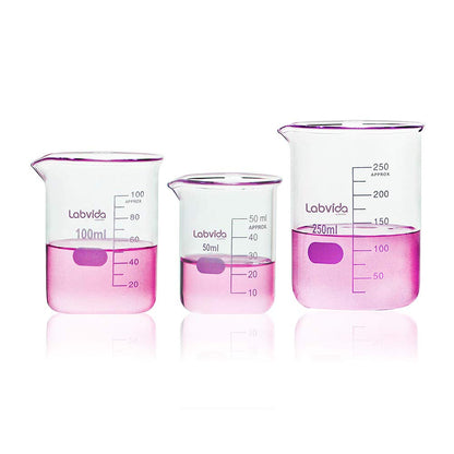 12pcs 50ml Upgrated Thick Glass Beakers, Shot Glass Beaker set, 3.3 Boro Griffin Low Form, Double Scale, LVA003