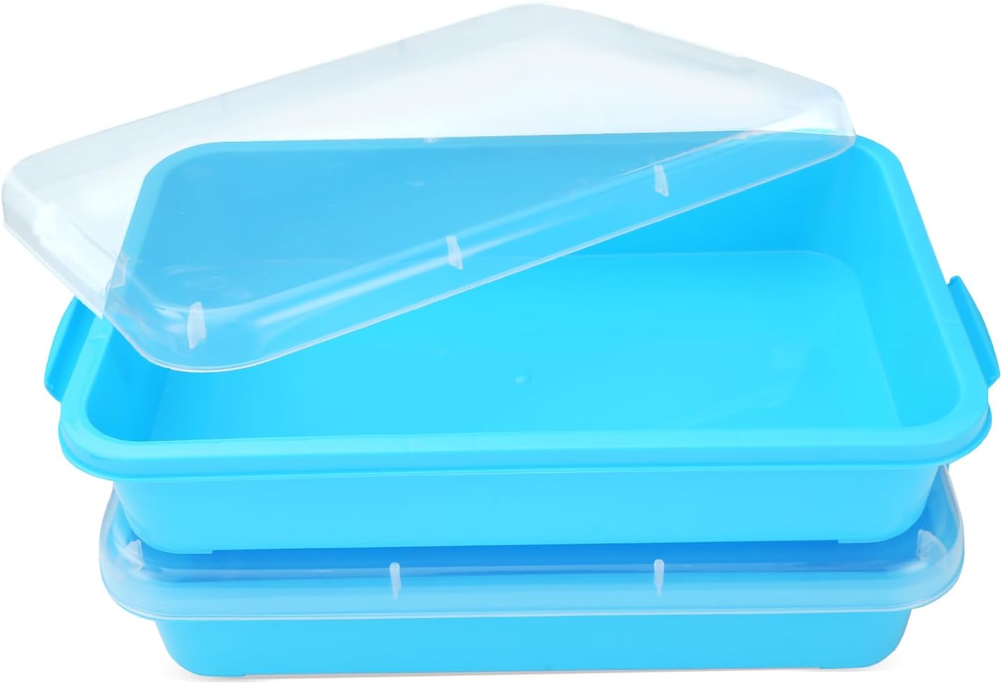 Sensory Bin Sand Tray with Lid for Toddlers 2 Pcs 15in Portable Sandbox Toy Large Plastic Tray for Kids 3 4 5 6 Fill with Sand, Water, Beads, and More (Green+Blue)