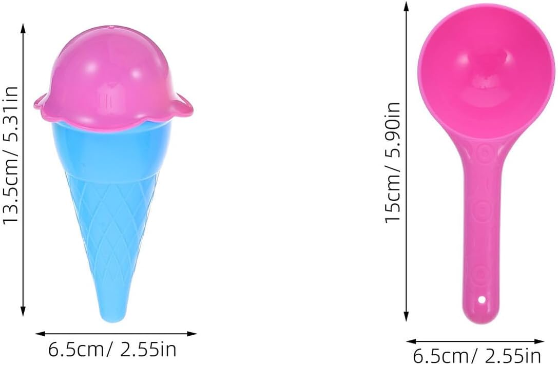 ERINGOGO 2 Sets Ice Cream Cone Sand Molds with Plastic Scoop for Food-grade Beach and Sandbox Multifunctional Indoor Outdoor Playset for Creative Fun