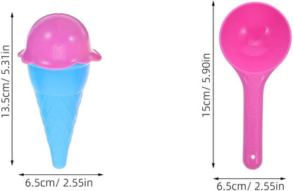 ERINGOGO 2 Sets Ice Cream Cone Sand Molds with Plastic Scoop for Food-grade Beach and Sandbox Multifunctional Indoor Outdoor Playset for Creative Fun