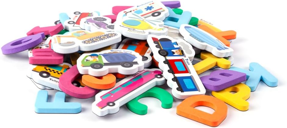 Crayola: ABC Matching Magnet Set – Vehicle-to-Go - 52pc Alphabet & Image Foam Magnets, Classroom & Home Education, Spelling-Learning, Toddler Kids 3+