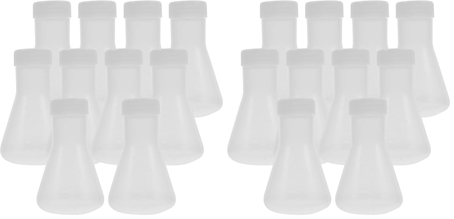 Hemobllo 10-Pack 50ml Plastic Erlenmeyer Flask Set with Screw Caps, BPA-Free PP Graduated Conical Flasks for Lab Experiment, Science Theme Party Favors, Potion Bottles for Liquor & Drinks, Leak-Proof