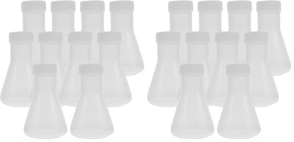 Hemobllo 10-Pack 50ml Plastic Erlenmeyer Flask Set with Screw Caps, BPA-Free PP Graduated Conical Flasks for Lab Experiment, Science Theme Party Favors, Potion Bottles for Liquor & Drinks, Leak-Proof