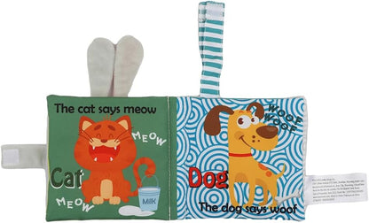 Bebe Mondo Teddy Bear Tummy Time Toy with Mirror, Soft Baby Book for 0-3-6-12 Months, Infant Sensory Developmental Toy, Shower Baby Gifts,Activity Quiet Cloth Book for Newborns,1-2 Year Old Book-Night