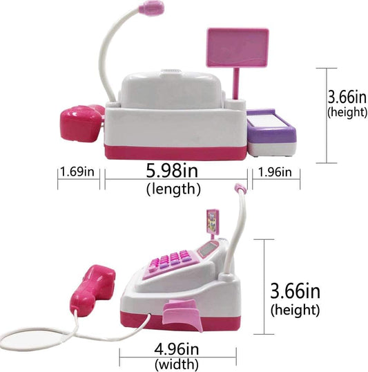 Cash Register Pretend Play Supermarket Shop Toys with Calculator ,Working Scanner,Credit Card ,Play Food ,Money and More(Color May Random)