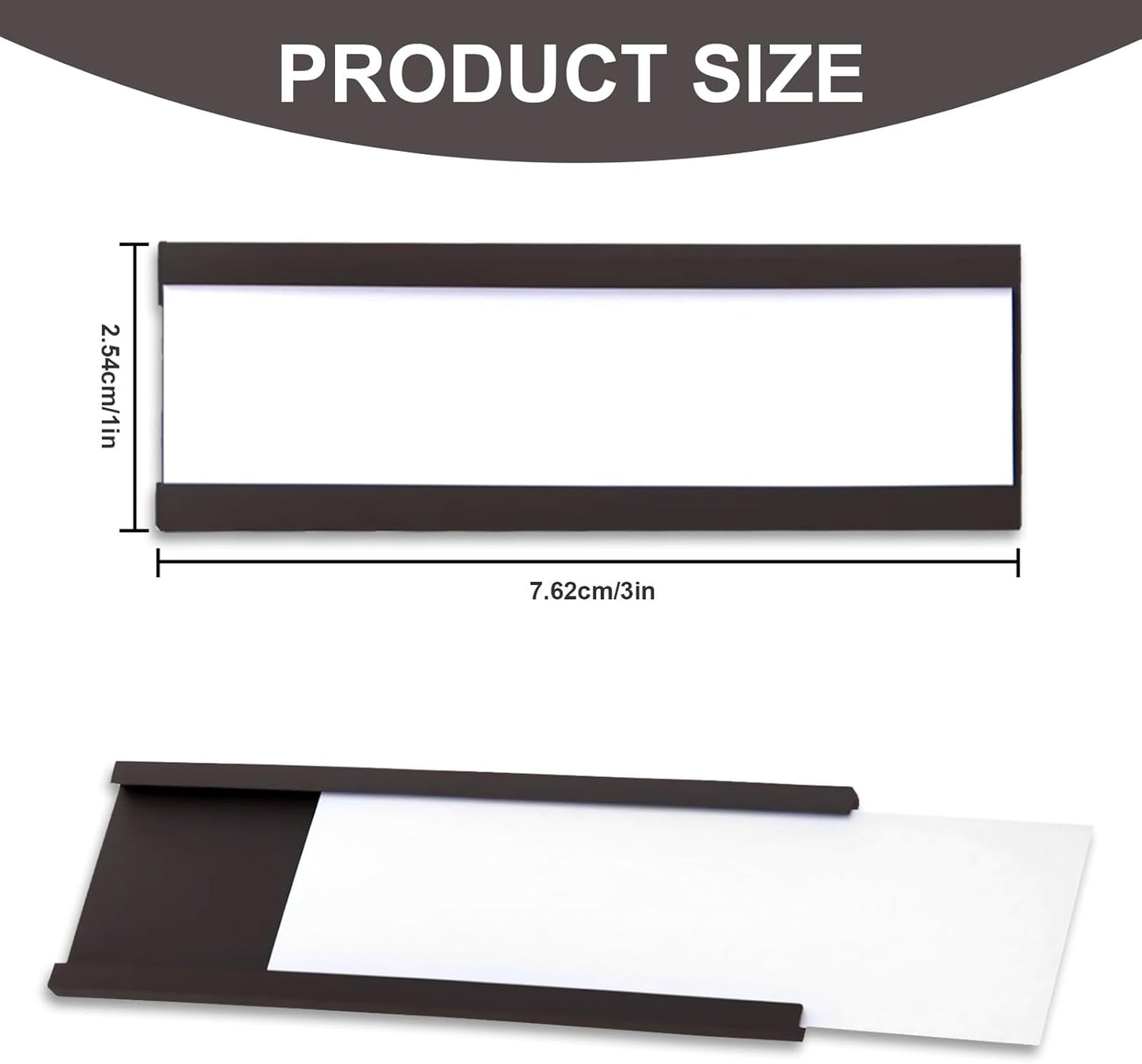 50 Pack Magnetic Label Holders, 'C' Channel Magnets Card Holders with Dry Erase Insert Label Card for Metal Racks and Shelves (1" x 2")
