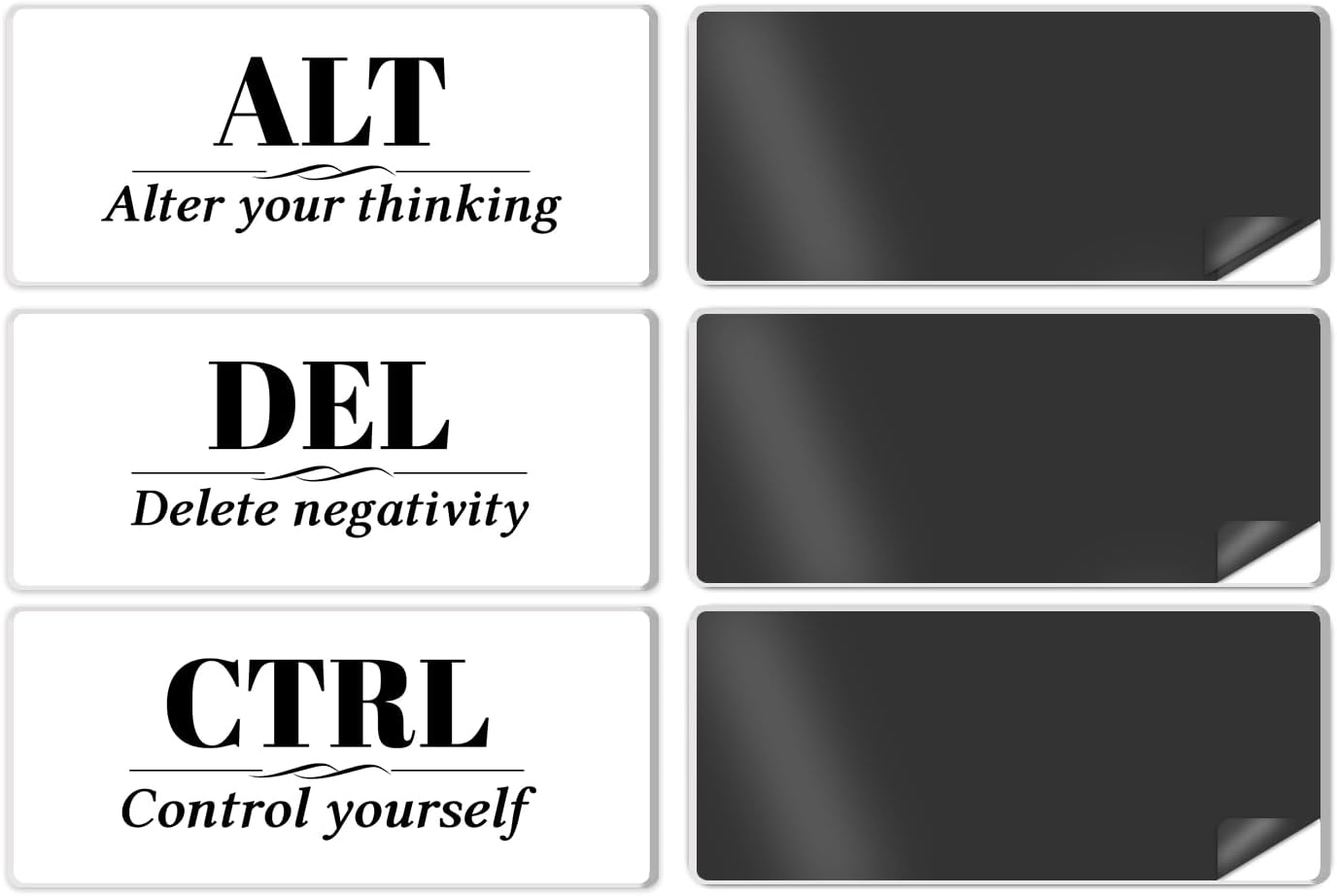 Inspirational Magnets - 3 Pack Ctrl Alt Del Positive Affirmation Magnet Set with Motivational Quotes, Acrylic Strong Encouragements Fridge Magnets for Home, Office, School, Locker Decor (Alt Del Ctrl)
