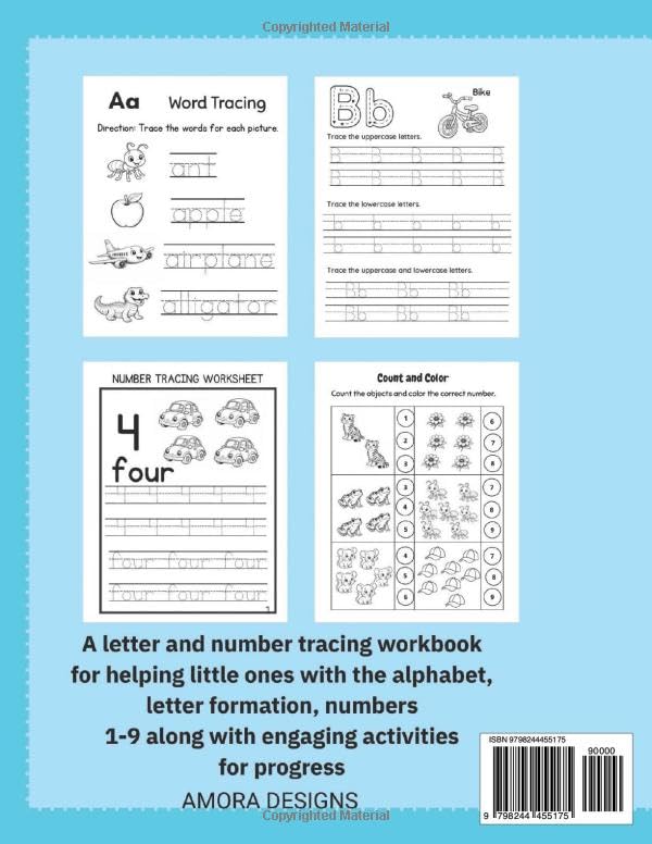 ABC and 123 Tracing Workbook: Letter and Number Practice Activity Book