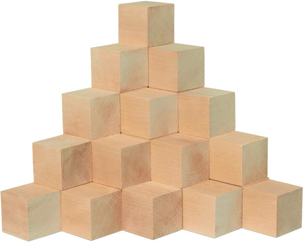DIY Wooden Cubes 3/4-inch, Pack of 100 Small Blank Wooden Blocks, Unfinished Wood Blocks for Crafts, STEM, Dice, and Building Blocks for Stacking, by Woodpeckers