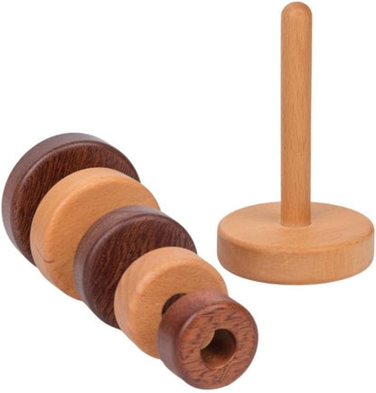 Wooden Stacking Rings for Babies, Montessori Stacker Toys for Toddlers 18+ Months, Educational Learning Sorter and Stacking Tower, Natural Wood Toy for Fine Motor Skills (Circle)
