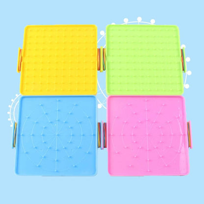 Cuteam Nail Board, 16x16cm Double Sided Geoboard Nails Peg Board Elastic Bands Kids Teaching Aids