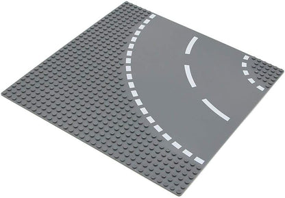 Feleph Classic Road Baseplates City Street Curve Road Building Block Kit 10 x 10 Inches Town Base Plate for Building Bricks Compatible with All Major Brands(Curve 2 Pieces)