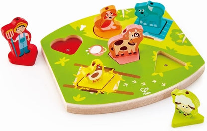 Hape Odyssey Toys Farmyard Sound Puzzle (10 Pieces), Multicolor, 5'' x 2''