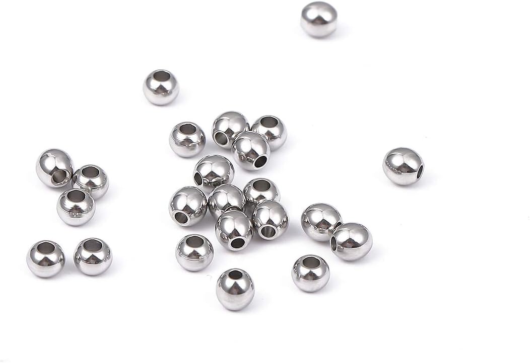 BEADIA Stainless Steel Spacer Beads 3x2.5mm Round Loose Charm Caps Beads for DIY Jewelry Making 100pcs with 1mm Hole