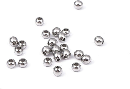 BEADIA Stainless Steel Spacer Beads 3x2.5mm Round Loose Charm Caps Beads for DIY Jewelry Making 100pcs with 1mm Hole