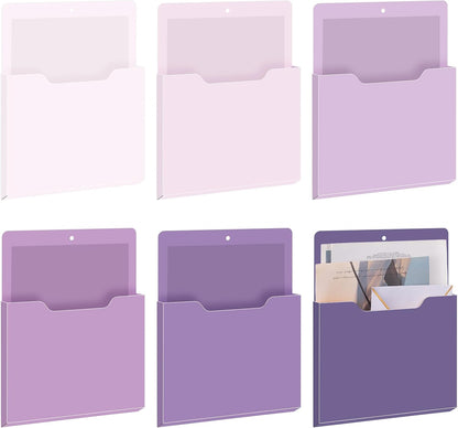 Fuutreo 6 Pcs Magnetic Wall File Organizer Magnetic Wall File Holder Refrigerator Magazine Holder for Mail Letters Paper(Aqua Green,Vertical-large)