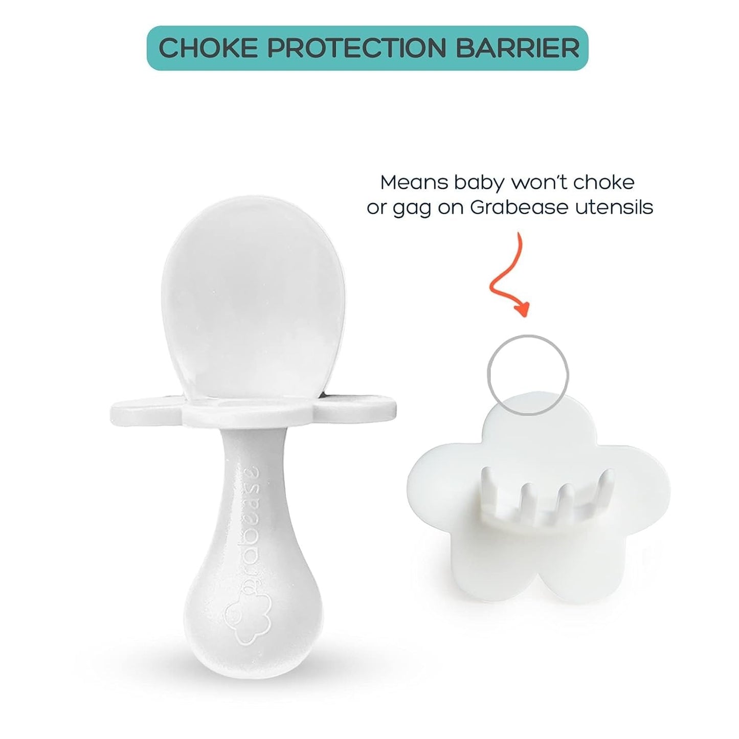 Grabease Baby Feeding Utensils - Anti-Choke Collar & Toddler Fork for Ages 1-3 - Easy-Grip Curved Handle Infant Spoon - Dishwasher-Safe Convenience & Baby Cutlery - Teal