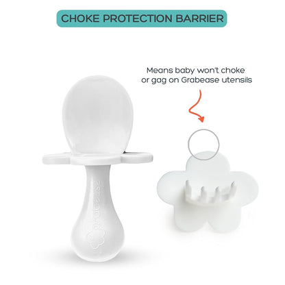 Grabease Baby Feeding Utensils - Anti-Choke Collar & Toddler Fork for Ages 1-3 - Easy-Grip Curved Handle Infant Spoon - Dishwasher-Safe Convenience & Baby Cutlery - Teal