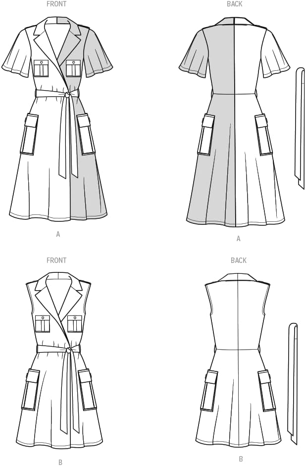 Know Me Misses' and Women's Color Block Wrap Dress Sewing Pattern Packet by Keechii B Style, Design Code ME2020, Sizes 30W-32W-34W-36W-38W