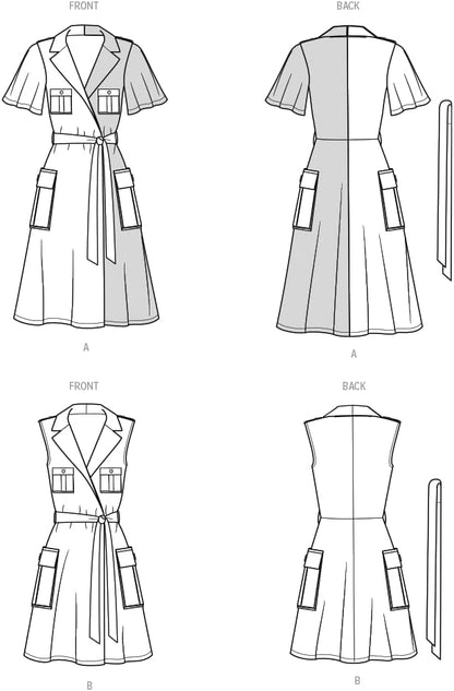 Know Me Misses' and Women's Color Block Wrap Dress Sewing Pattern Packet by Keechii B Style, Design Code ME2020, Sizes 30W-32W-34W-36W-38W