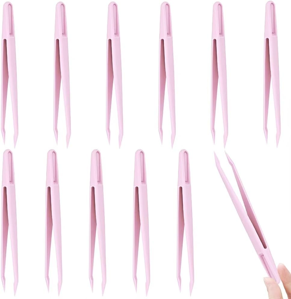 15 Pieces Blue Plastic Tweezers 3.14 Inch Craft Tweezers Forceps Thickened Plastic Sturdy Fine Motor Skill Learning for Perler Beads Jewelry Making Family Classroom School Ckyleole