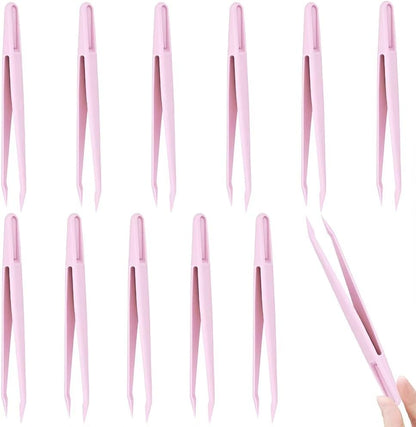 15 Pieces Blue Plastic Tweezers 3.14 Inch Craft Tweezers Forceps Thickened Plastic Sturdy Fine Motor Skill Learning for Perler Beads Jewelry Making Family Classroom School Ckyleole