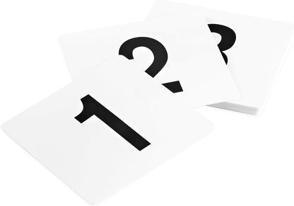 ROY TN 1 25 -Royal Industries Plastic Number Card Set, 4'' by 4'', White Base with Black Numbers