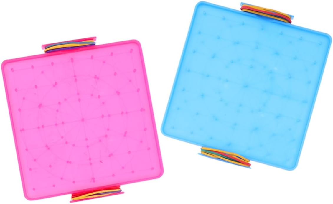 2pcs Double-Sided Geoboard for Boys and Girls Plastic Student Pegboard Educational Math Manipulative Bands for Classroom Activities and Home Learning