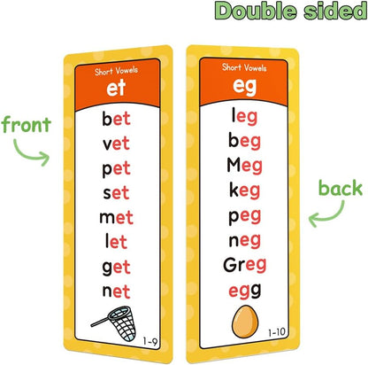 Lachilly Phonics Word Lists Cards, 117 Groups Phonetic Word Column List, Vocabulary Building Teaching Aids with 900+ Phonics Rhyming Words, Speech Therapy Tools for Toddlers