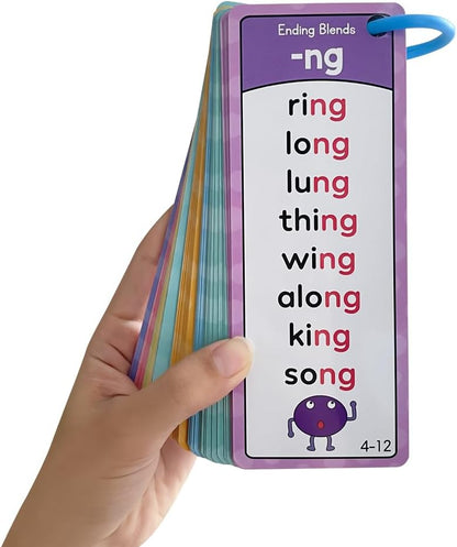 Lachilly Phonics Word Lists Cards, 117 Groups Phonetic Word Column List, Vocabulary Building Teaching Aids with 900+ Phonics Rhyming Words, Speech Therapy Tools for Toddlers