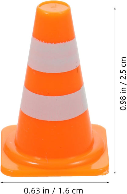 NUOBESTY 30Pcs Mini Traffic Cones, 0.98 Small Orange Construction Cones Miniature Sports Training Roadblock Toy Safety Road Street Signs Scene Models for Kids Early Cognitive Learning, Sand Table