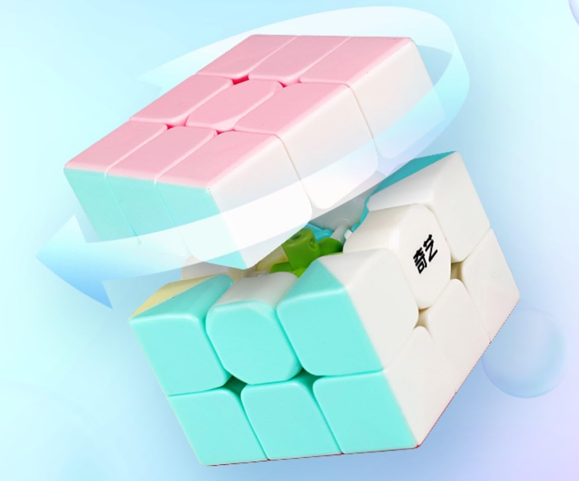 INTEGEAR Full Size 56mm Magic Speed Cube Pastel Colors with Stand Stickerless 3x3 Easy Turning and Smooth Play Durable Puzzle Cube Toy for Kids and Adults