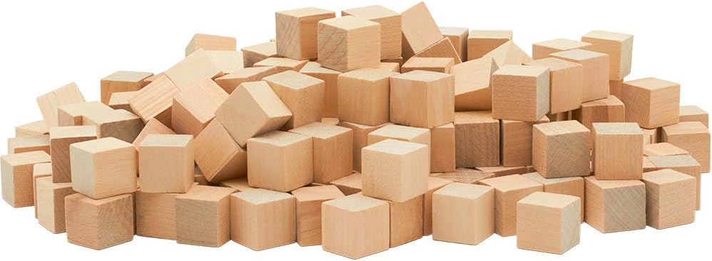 DIY Wooden Cubes 3/4-inch, Pack of 100 Small Blank Wooden Blocks, Unfinished Wood Blocks for Crafts, STEM, Dice, and Building Blocks for Stacking, by Woodpeckers