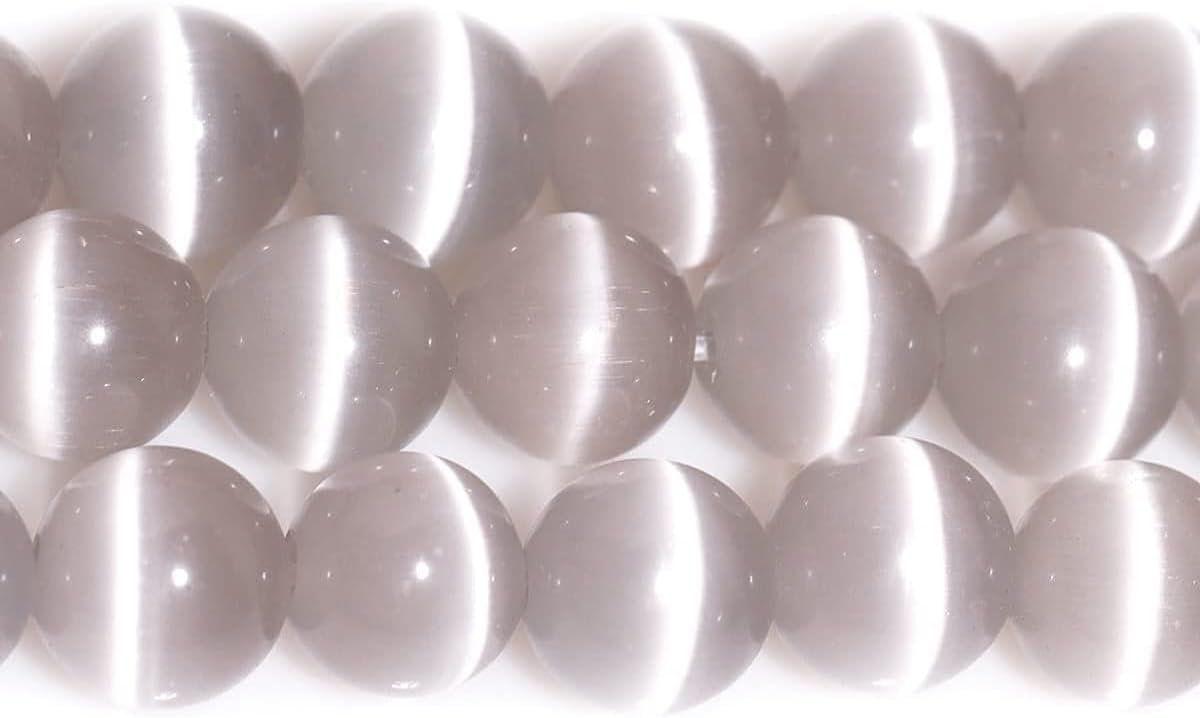 HAAMIIQII 8mm Light Blue Cat Eye Glass Round Crystal Stone Loose Gemstone Beads for Jewelry Making Bracelets Necklaces Earrings Crafts (45-50pcs)