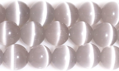 HAAMIIQII 8mm Light Blue Cat Eye Glass Round Crystal Stone Loose Gemstone Beads for Jewelry Making Bracelets Necklaces Earrings Crafts (45-50pcs)