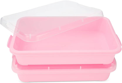 Sensory Bin Sand Tray with Lid for Toddlers 2 Pcs 15in Portable Sandbox Toy Large Plastic Tray for Kids 3 4 5 6 Fill with Sand, Water, Beads, and More (Green+Blue)