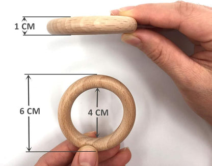 Natural Beech Wood Rings, 10 Pcs Unfinished 6cm Solid Wooden Rings Circles Without Paint for Craft, Connectors Jewelry Making