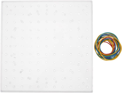 SUPVOX Double-Sided Geoboard 7.87 Inch Kids Educational Toy with 20 Rubber Bands for Math Learning Geometry Crafting Classroom and Homeschool