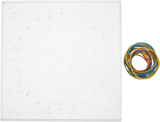 SUPVOX Double-Sided Geoboard 7.87 Inch Kids Educational Toy with 20 Rubber Bands for Math Learning Geometry Crafting Classroom and Homeschool