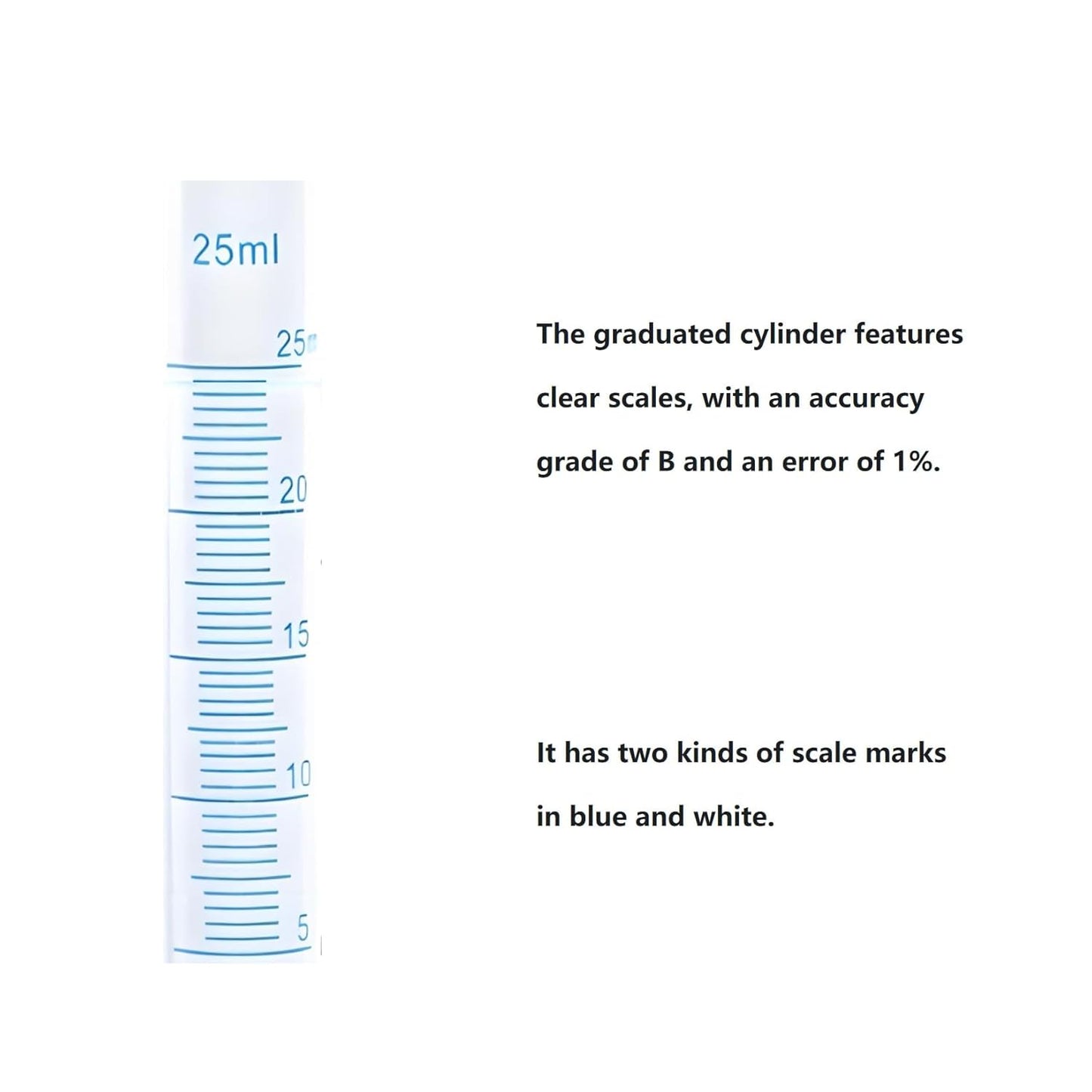 Plastic Graduated Cylinder Set - 25ml/50ml/100ml Measuring Cylinders for Science Lab, Chemistry Experiments, Kids Education - Shatterproof, Durable & BPA-Free (6-Pack 25ml)